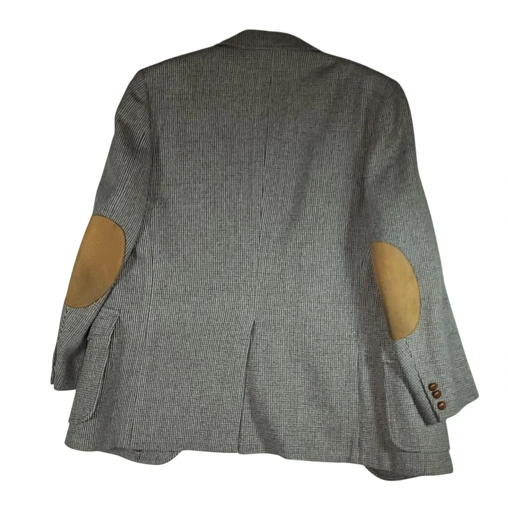 Pendleton Sport Coat Mens 46 Gray Herringbone Wool Tweed Elbow Patch